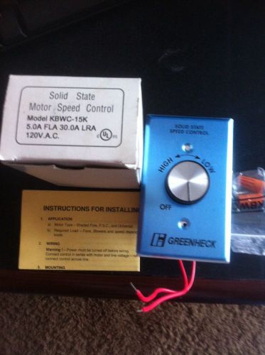 Solid state kbwc-15k notor speed control 5.0 fla 30.0 lra.  120 v. a.c for sale