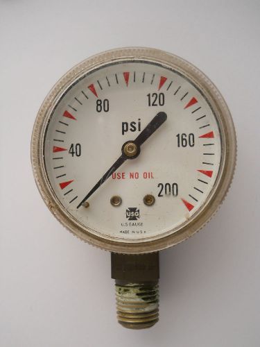 Gauge USG 200 psi Professionally Tested and Working Brass Vintage Made in USA