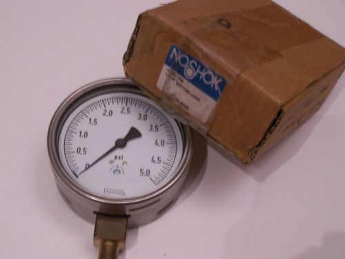 Noshok 40.200 5 psi gauge 1/4 male npt botton conn. nos for sale
