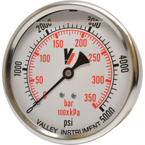 Valley grade a 4in back mount glycerin filled gauge-0-5000 psi #4240gxb5000 for sale