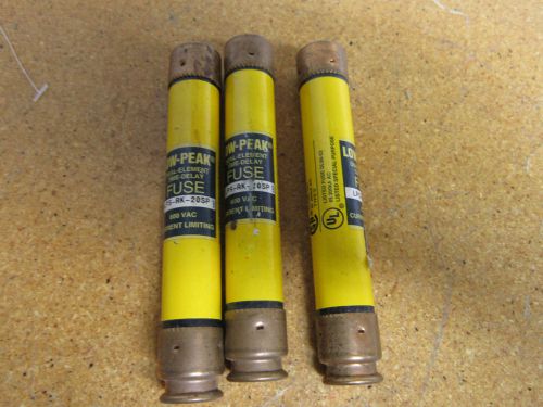 Buss lps-rk-20sp fuse 20a 600vac time delay (lot of 3) for sale