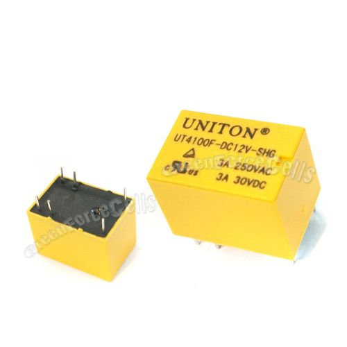 10 x ut4100f dc 12v shg volt 3a 250v ac 30v dc 6pin power relay uniton yellow for sale