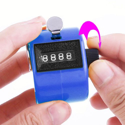 4 Digit Number Tally Counter Clicker Golf Handheld Manual ABS Plastic Blue