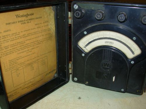Vintage westinghouse portable ammeter type px-5 dc circuits untested 1959 as-is for sale