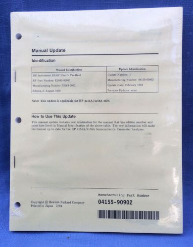 HP Manual Update For 4155A/4156A BASIC User&#039;s Handbook New