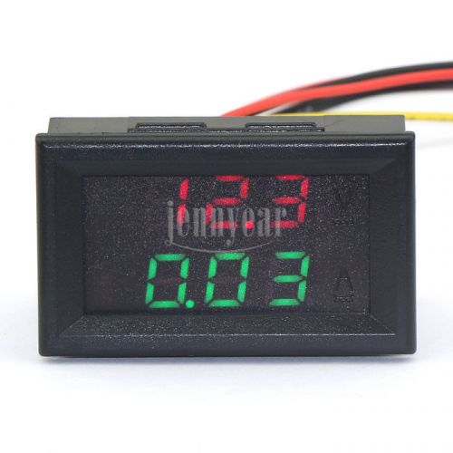 DC 0-100V 0-10A Voltmeter/Red Ammeter/Green Voltage Current Dual LED Meter 2in1
