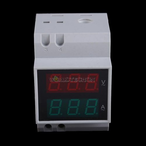 Dual Display Rail AC Digital Voltmeter Ampere Voltage Meter 200-450V 0.1-99.9A