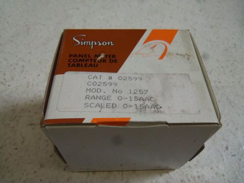 SIMPSON MODEL 1257 0-15 AC AMPERES 02599 PANEL METER *NEW IN BOX*
