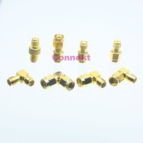 8pcs/set rp-sma &amp; sma male plug female jack kit 90° rf adapter connector for sale