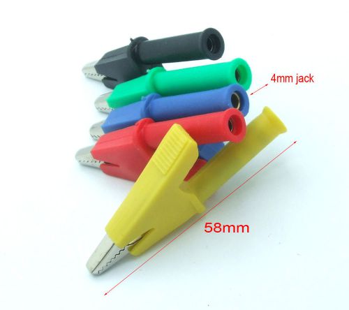 20pc copper 5 color alligator clip to 4mm banana jack test probes insulate clamp for sale