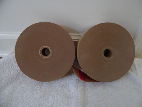 2 ROLLS 2&#034; BY 600&#039; PAPER GUMMED PACKAGING BOX TAPE NATURAL PACKING NEW