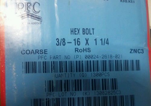 3/8-16 x 1-1/4 grade 2 hex bolt (1300pcs) zinc for sale