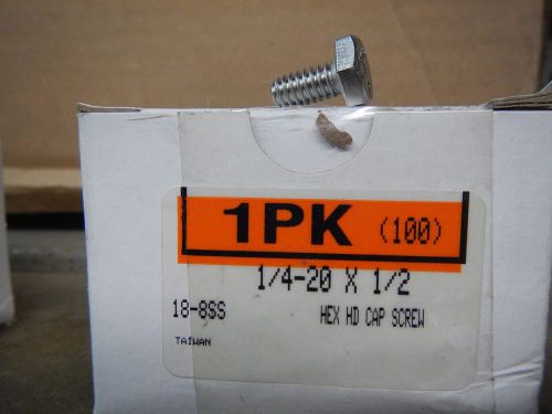 1/4 - 20 x 1/2 18-8ss stainless steel hex head cap bolts full thread 100 qty for sale