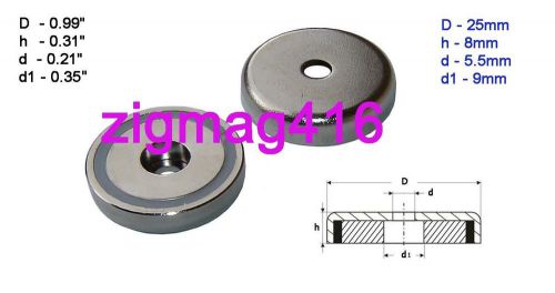 5 pcs of  Neodymium (rare earth) Pot Magnets, 0.990&#034; dia x 0.310&#034; thick