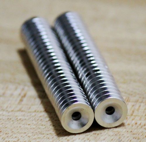 50 pcs N50 12mm x 3mm 3mm-hole Round Neodymium Permanent Ring Magnets With Hole