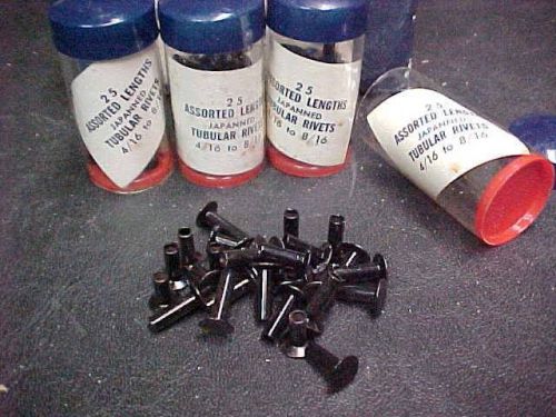 550 assorted japanned tubular rivets 4/16 to 8/16 original packs &amp; box new old s for sale