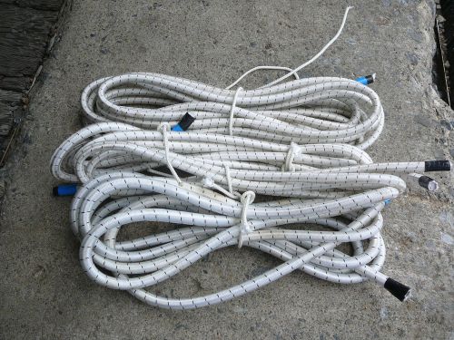 -4pc white/black nylon coated rubber shock cord 3/8&#034; discounted bungee total 40&#039; for sale