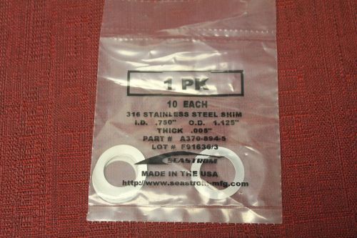 Seastrom a370-894-5 1.125&#034; od x .750 id x .005 thick 316 ss round shim new for sale