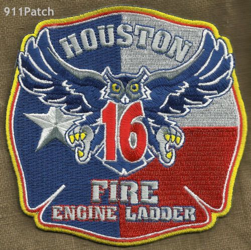 HOUSTON, TX - Fire Engine Ladder 16 &#034;OWL&#034; FIREFIGHTER Patch Fire Dept.