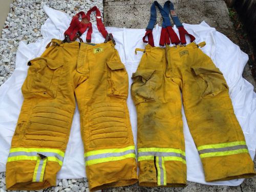 Pair of Morning Pride Fire &amp; Rescue Fighter Pants Turnout Gear Size 30 &amp; 35
