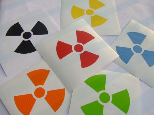 Radiation warning sign logo carbon fiber vinyl decal sticker choose size colour for sale