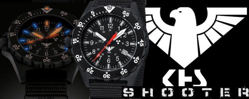 Police watch, khs black shooter xtac, h3 trigalight, date, german military watch for sale