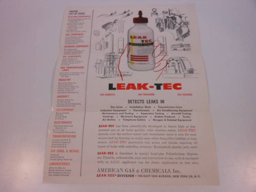 VINTAGE 1957 AMERICAN GAS &amp; CHEMICALS LEAK-TEC BROCHURE ST109