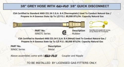 Fairview Fittings &amp; Mfg. 3/8&#034; Hose Assembly LP And Natural Gas #16NGTC120ES6QDN