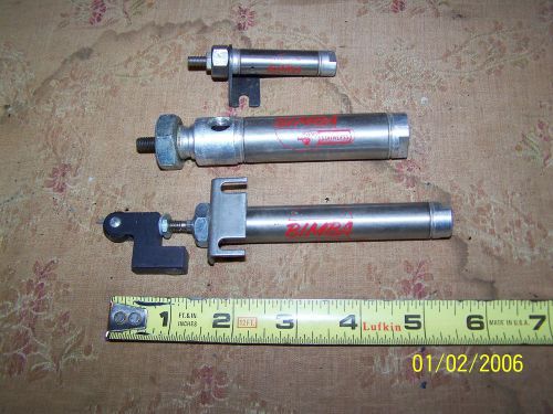 3 SMALL BIMBA STAINLESS PNEUMATIC AIR CYLINDER SPRING RETURN 1/4&#034; BORE