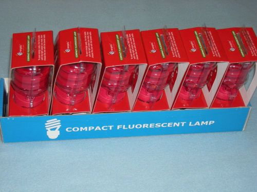 Lot of 6 13 watt energetic lighting compact fluorescent lamp cfl red light for sale