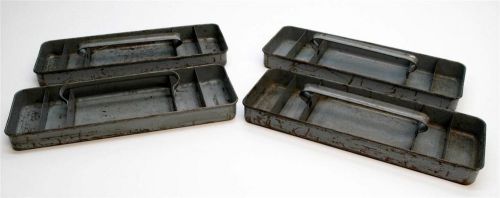(4) vtg industrial storage tray lot metal jewelry display box divider parts bin for sale