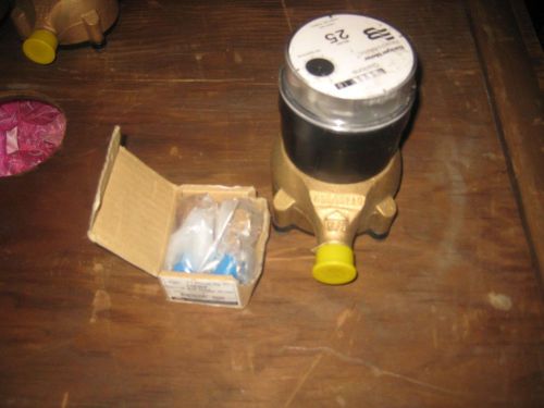 brass badger water meter with couplings m-25 remote m25