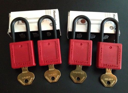 Master Lock Red Lockout Locks - Lot of 4 (406RED) *No Labels*