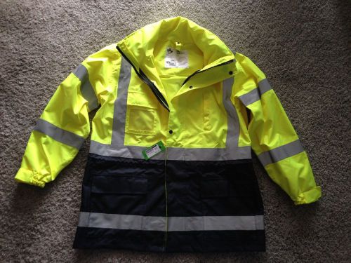mens yellow safety rain jacket
