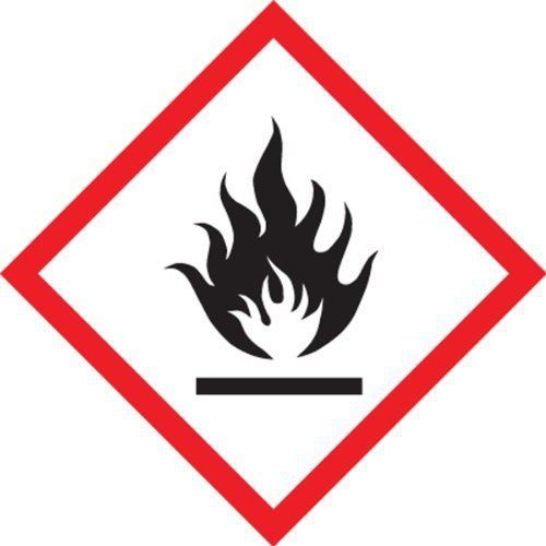 Pictogram label flame 1&#034; length width adhesive ted paper red/black on for sale