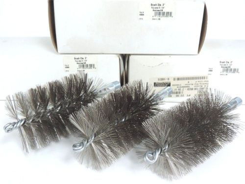 Lot of 3 new schaefer 3&#034; ss wire tube brushes p/n: 43556, 1/4&#034; npt 3-1/4&#034; flue for sale