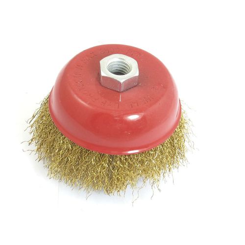 4&#034; Steel Wire Crimped Cup Abrasive Grinding Wheel Brushes Red Gold Tone