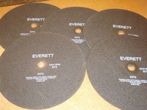 Lot of Five (5): EVERETT  14&#034; 93FG 3275 Max RPM Abrasive Cut-Off  Wheels !49D!