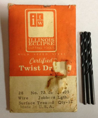 3 ITW  DRILL BITS 1/8&#034; X 2.8&#034; JOBBERS LENGHT Dia.1405&#034; No.72028  SURFACE TREATED