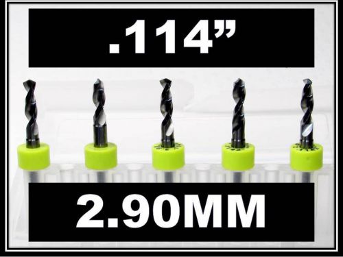 .114&#034; - 2.90mm - 1/8&#034; shank  carbide drill bits five pcs cnc dremel model hobby for sale