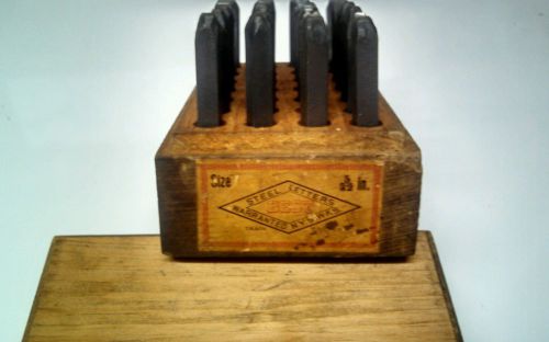 Vintage Best Steel Letter  Set 5/32&#034; Punch Set in Wood Box 28