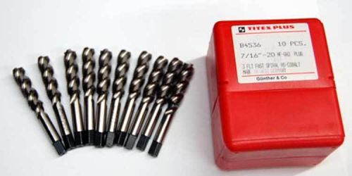 10 Pcs. Titex 7/16-20 GH3 B4536 Cobalt High Performance Fast Spiral Plug Taps