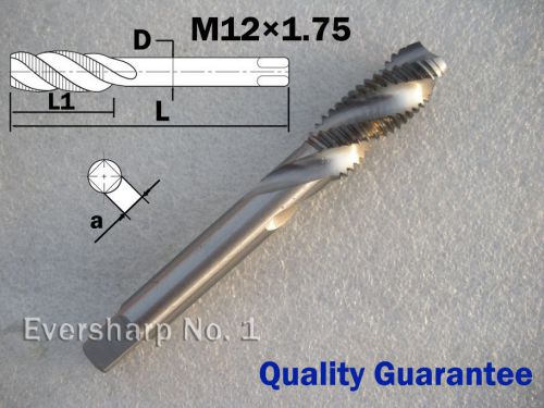 1pcs HSS Coarse Thread Spiral Fluted Right Hand Machine Taps M12 Pitch 1.75 mm