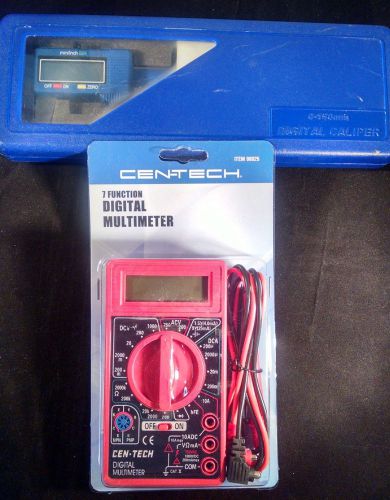 Cen-tech electronic digital 0-150mm 6&#034; caliper + bonus new 7 function multimeter for sale