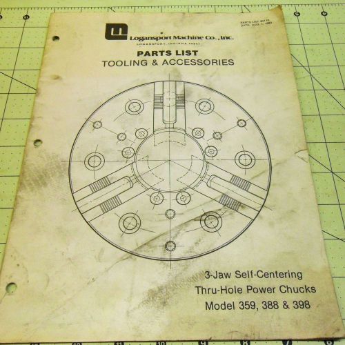 LOGANSPORT MACHINERY CO PARTS LIST TOOLING &amp; ACCESSORIES MANUAL #1574