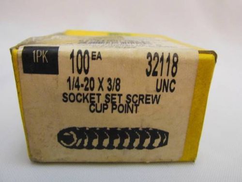 New box of (100) holo krome cup point set screw thread size 1/4-20&#034; x 3/8&#034; 32118 for sale