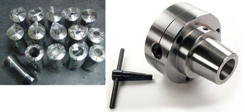 5&#034; 5c collet chuck with wrench and 17pc 5c collet 1/8-1&#034; by 1/16th set for sale