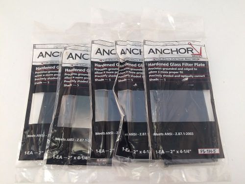 Lot of 5 anchor welding hardened glass filter plates 2&#034; x 4-1/4&#034; shade 5 fs-1h-5 for sale