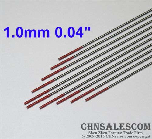 10 pcs WT20 1.0X150mm 0.04&#034;X6&#034; Thorium-Tungsten Electrode Red