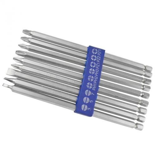 9pc extra long 150mm power bit set pozi philips flat hex screwdriver drill te684 for sale